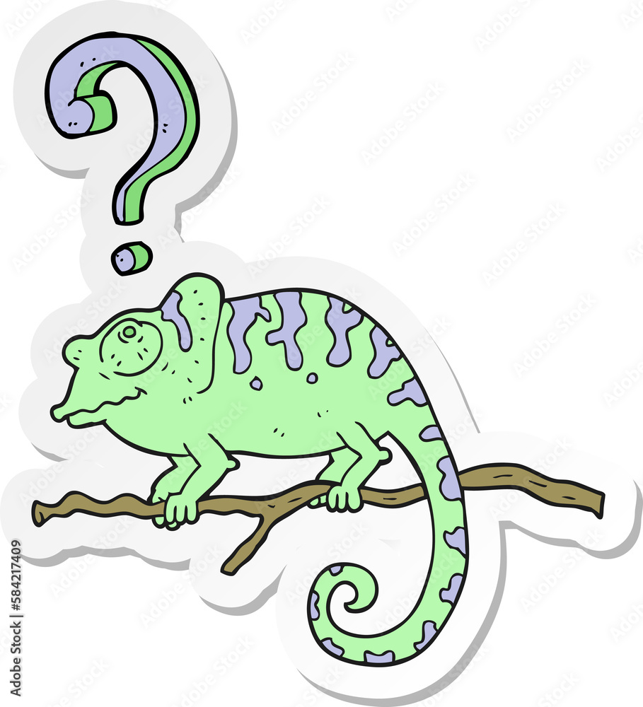 sticker of a cartoon curious chameleon sticker of a cartoon curious chameleon