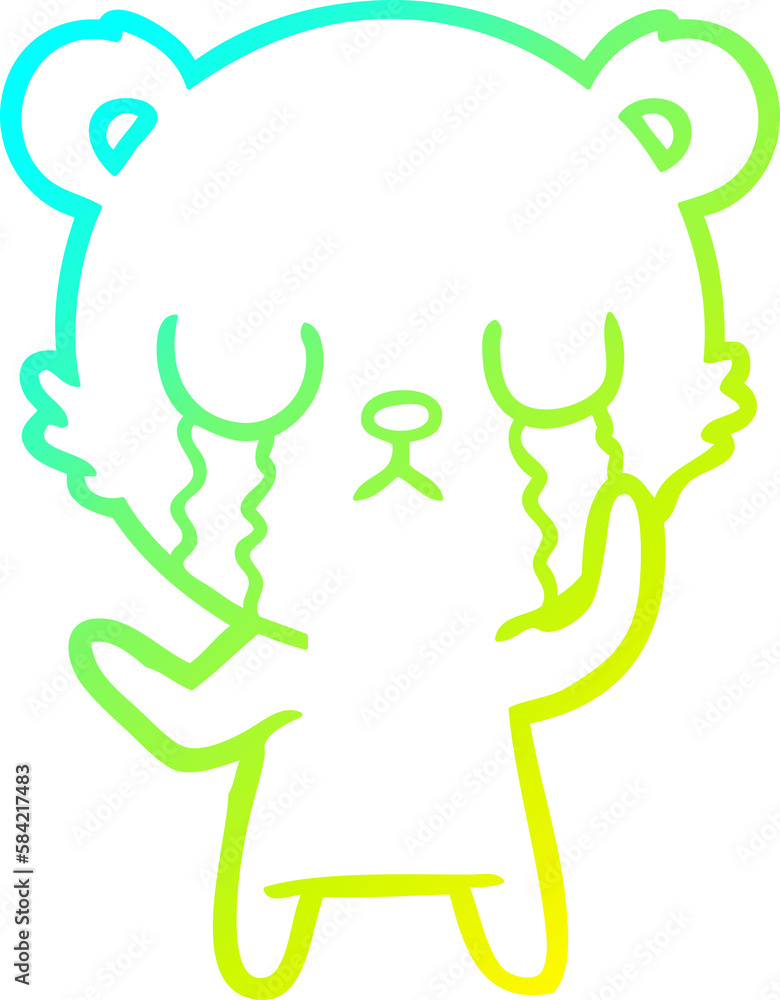 cold gradient line drawing crying cartoon bear cold gradient line drawing crying cartoon bear
