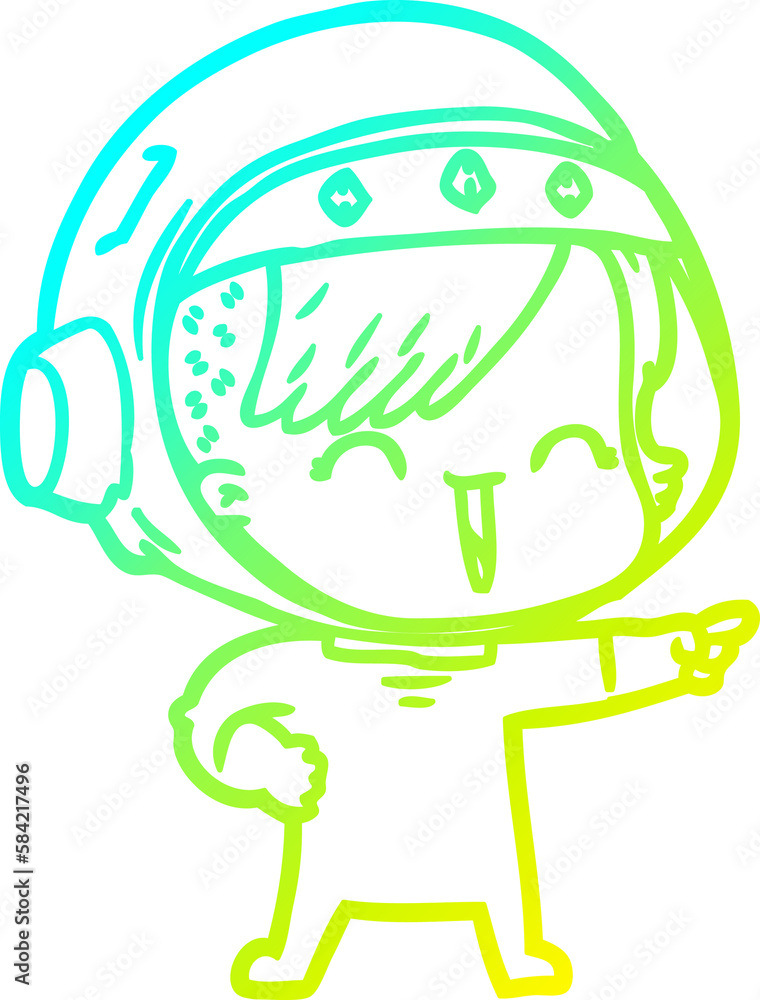 cold gradient line drawing happy cartoon space girl cold gradient line drawing happy cartoon space girl