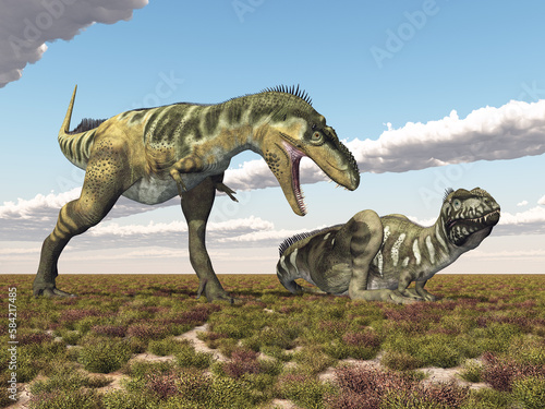 Dinosaurier Bistahieversor in einer Landschaft