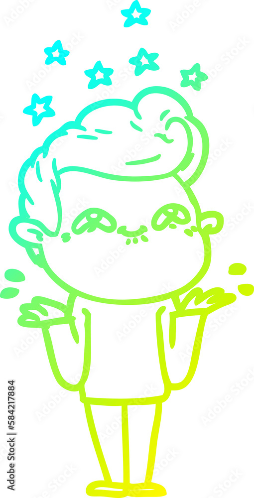 cold gradient line drawing excited man cartoon cold gradient line drawing excited man cartoon