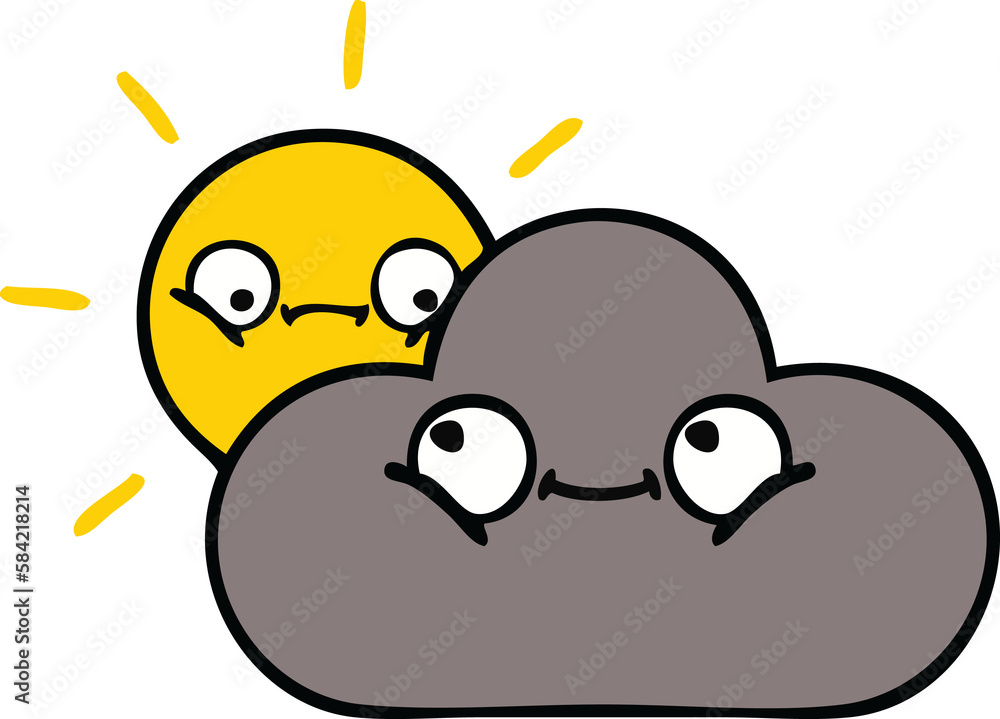 cute cartoon storm cloud and sun cute cartoon storm cloud and sun