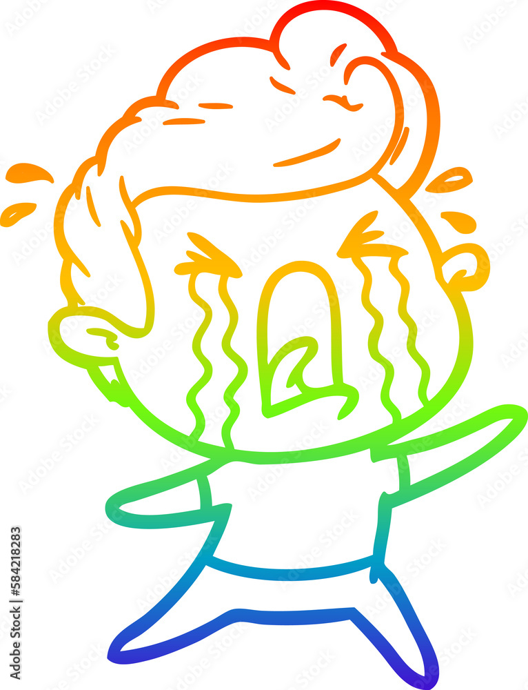 rainbow gradient line drawing cartoon crying man rainbow gradient line drawing cartoon crying man