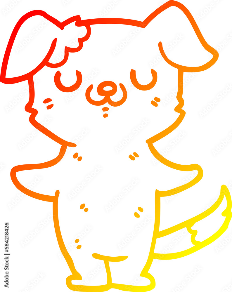 Obraz premium warm gradient line drawing cartoon puppy
