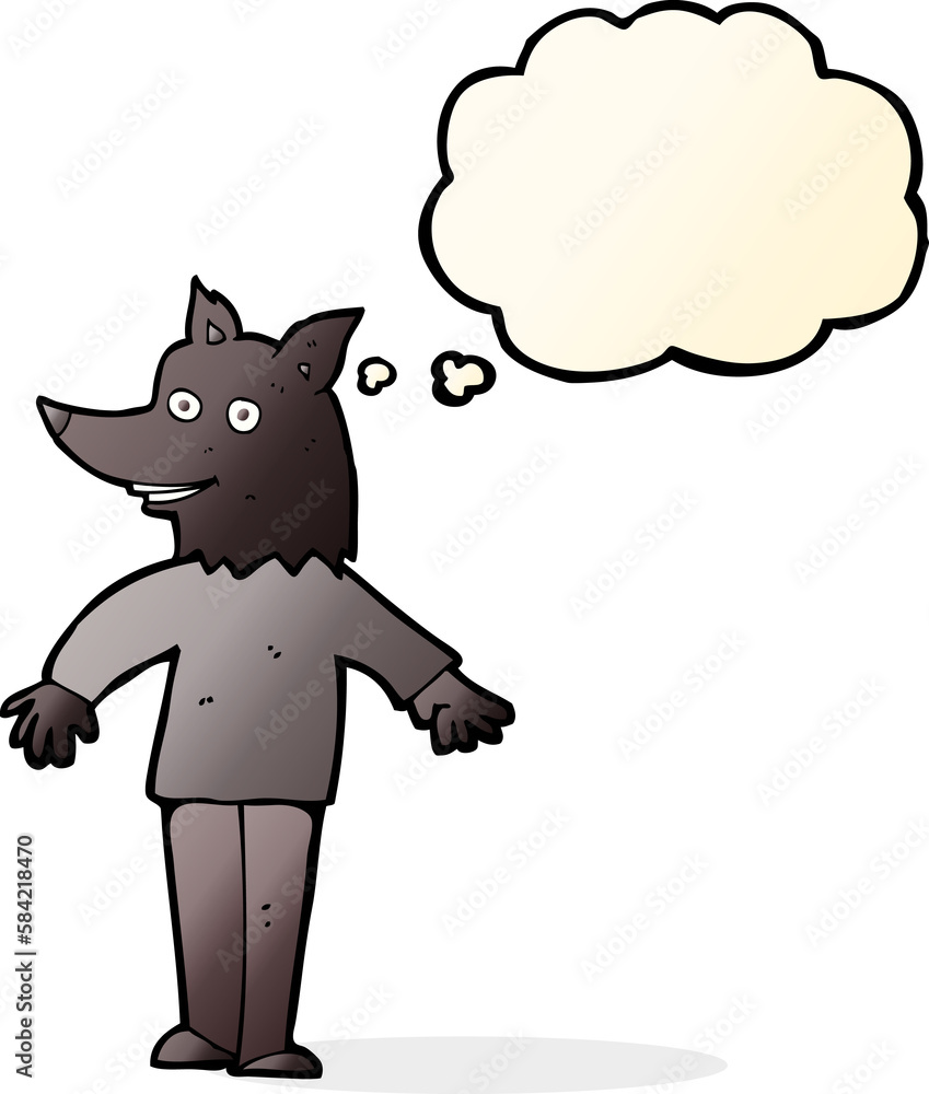 cartoon happy werewolf with thought bubble cartoon happy werewolf with thought bubble