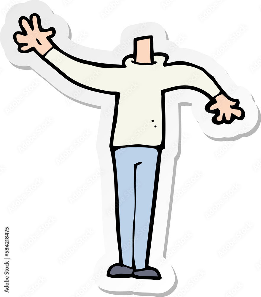 sticker of a cartoon male gesturing body sticker of a cartoon male gesturing body