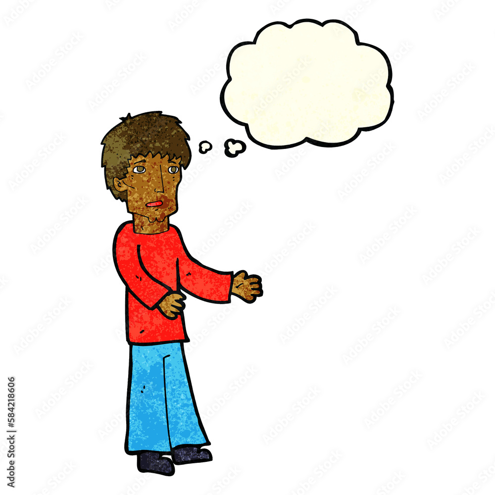 cartoon man explaining with thought bubble cartoon man explaining with thought bubble