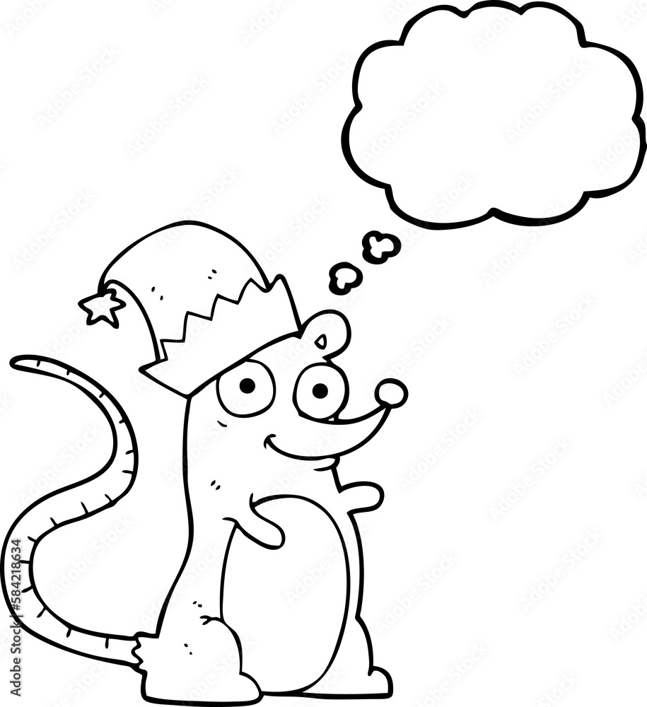 thought bubble cartoon mouse wearing christmas hat thought bubble cartoon mouse wearing christmas hat