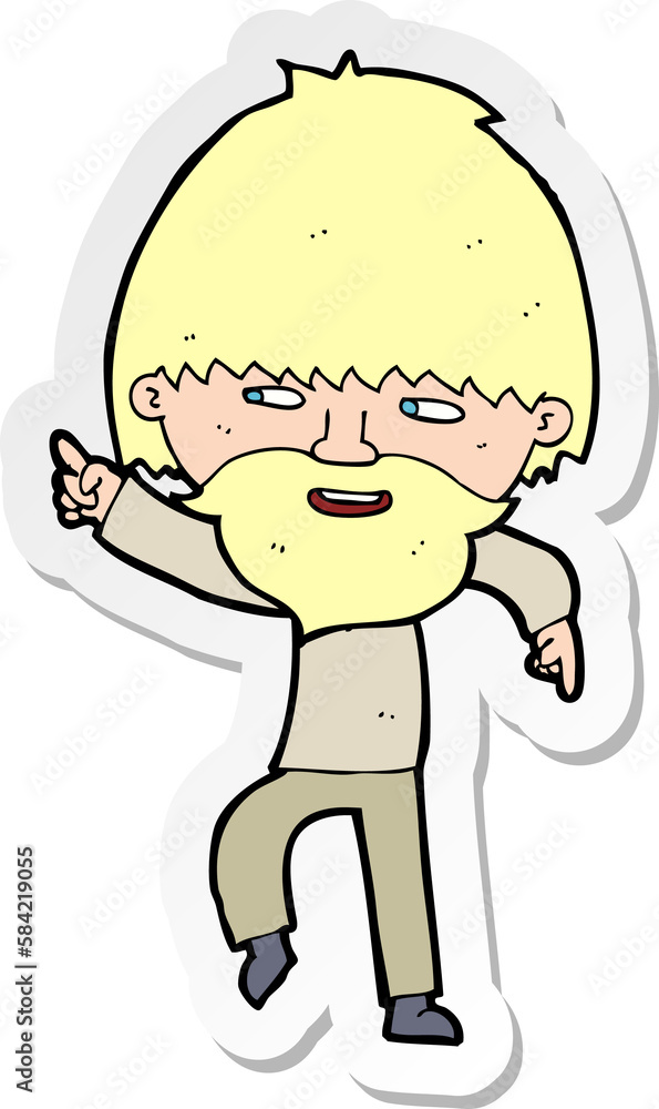 sticker of a cartoon bearded man pointing and laughing sticker of a cartoon bearded man pointing and laughing