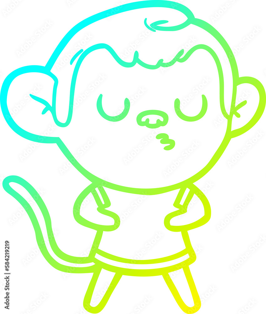 cold gradient line drawing cartoon calm monkey