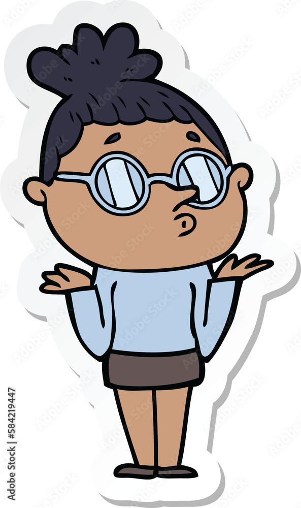 sticker of a cartoon woman wearing glasses sticker of a cartoon woman wearing glasses