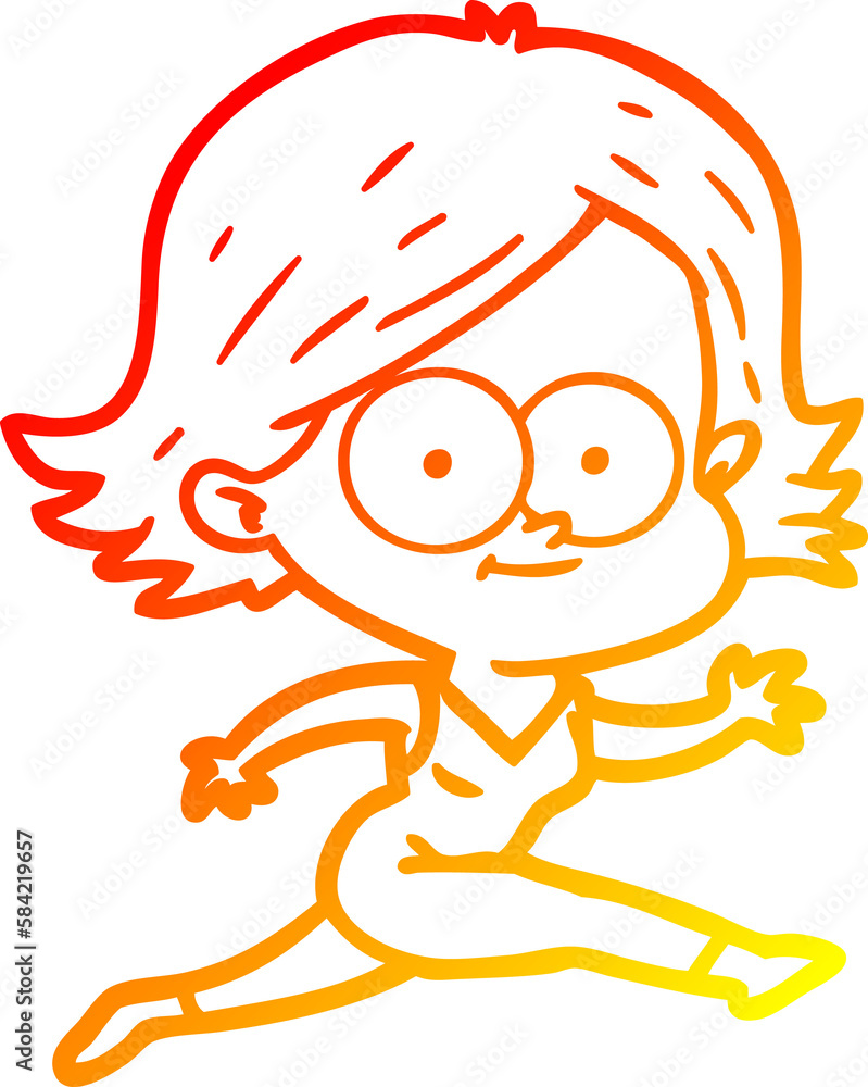 warm gradient line drawing happy cartoon girl warm gradient line drawing happy cartoon girl