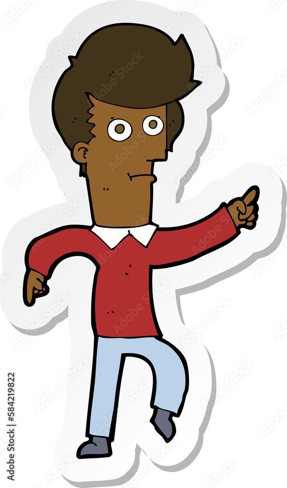 sticker of a cartoon man pointing sticker of a cartoon man pointing