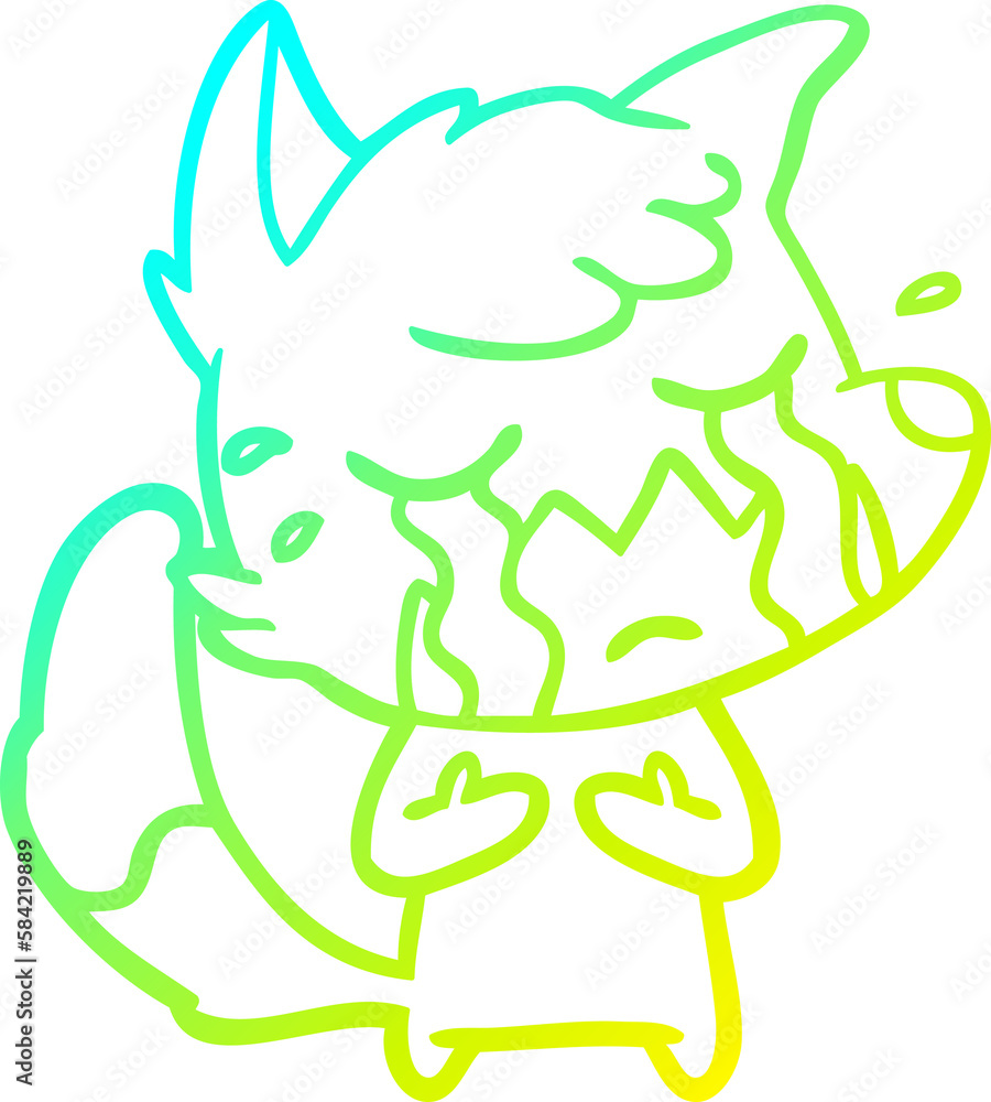 cold gradient line drawing crying fox cartoon cold gradient line drawing crying fox cartoon