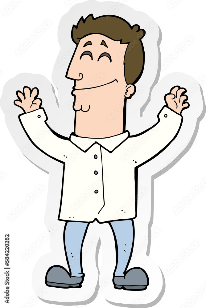 sticker of a cartoon happy man sticker of a cartoon happy man