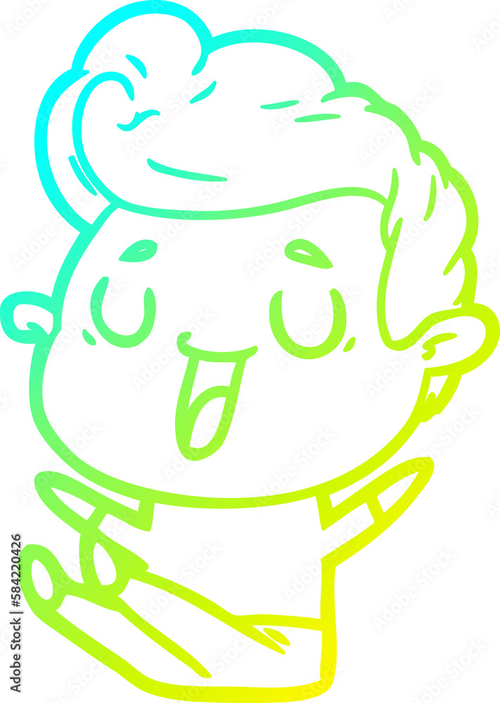 cold gradient line drawing happy cartoon man cold gradient line drawing happy cartoon man