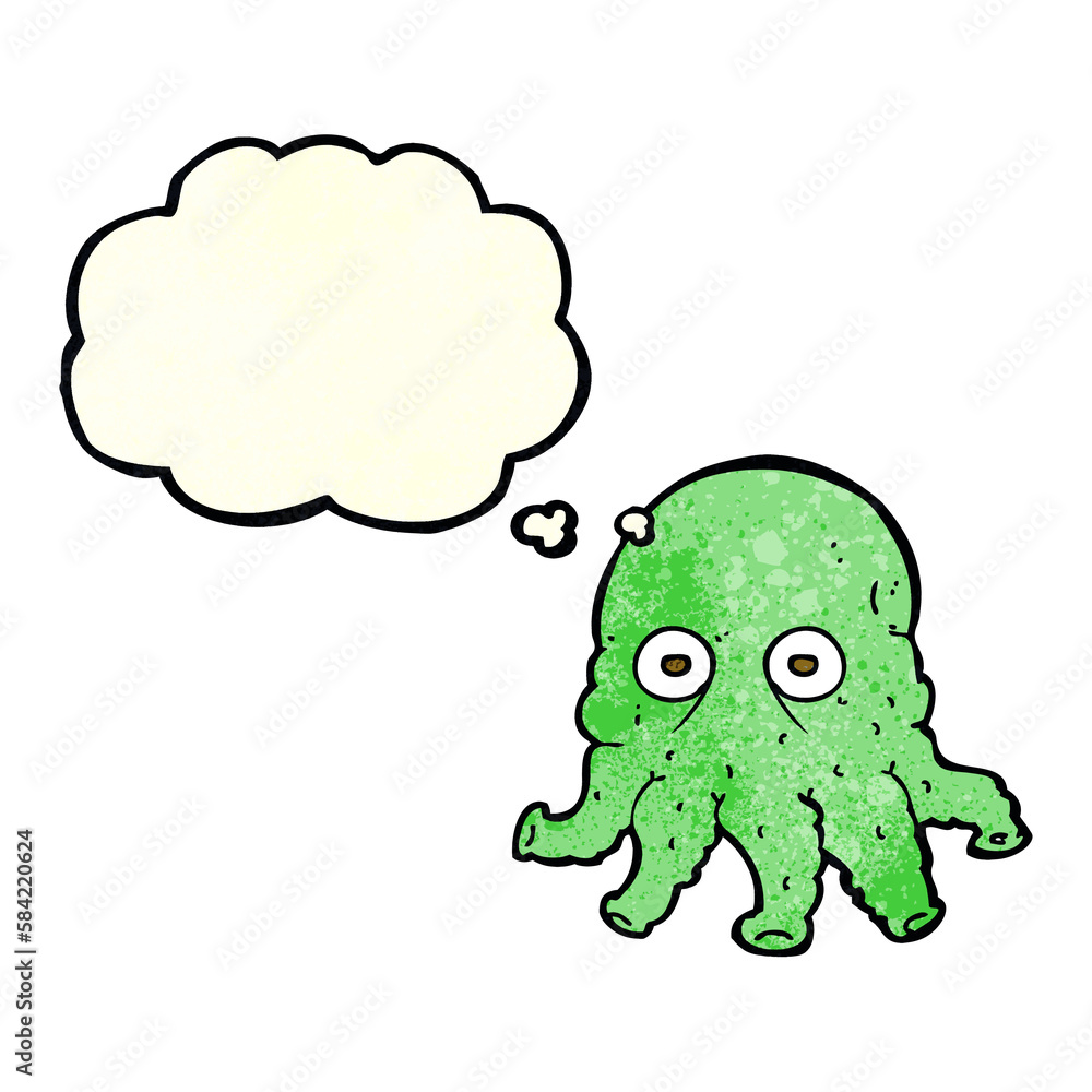 cartoon alien squid face with thought bubble cartoon alien squid face with thought bubble