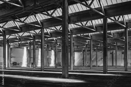 interiors and machinery, plants retaking possession of a disused abandoned industry, former cotton mill, industrial production