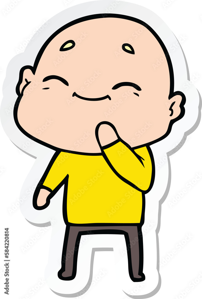 sticker of a happy cartoon bald man sticker of a happy cartoon bald man