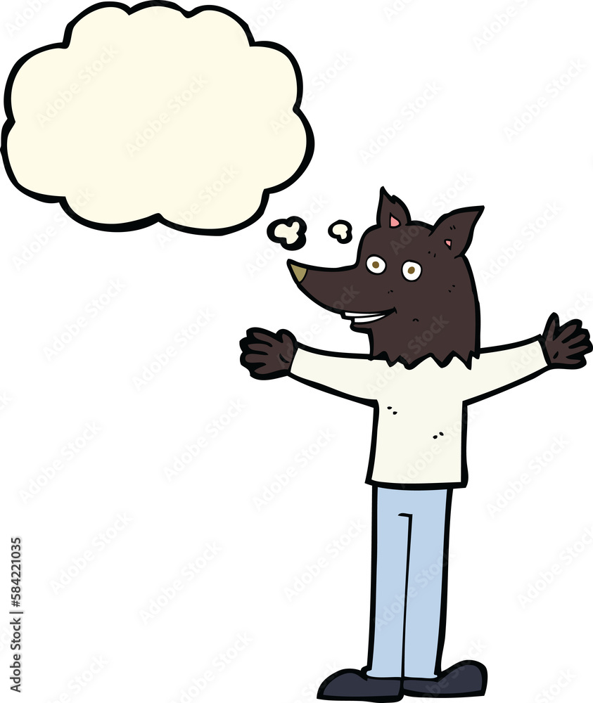 cartoon werewolf with thought bubble cartoon werewolf with thought bubble