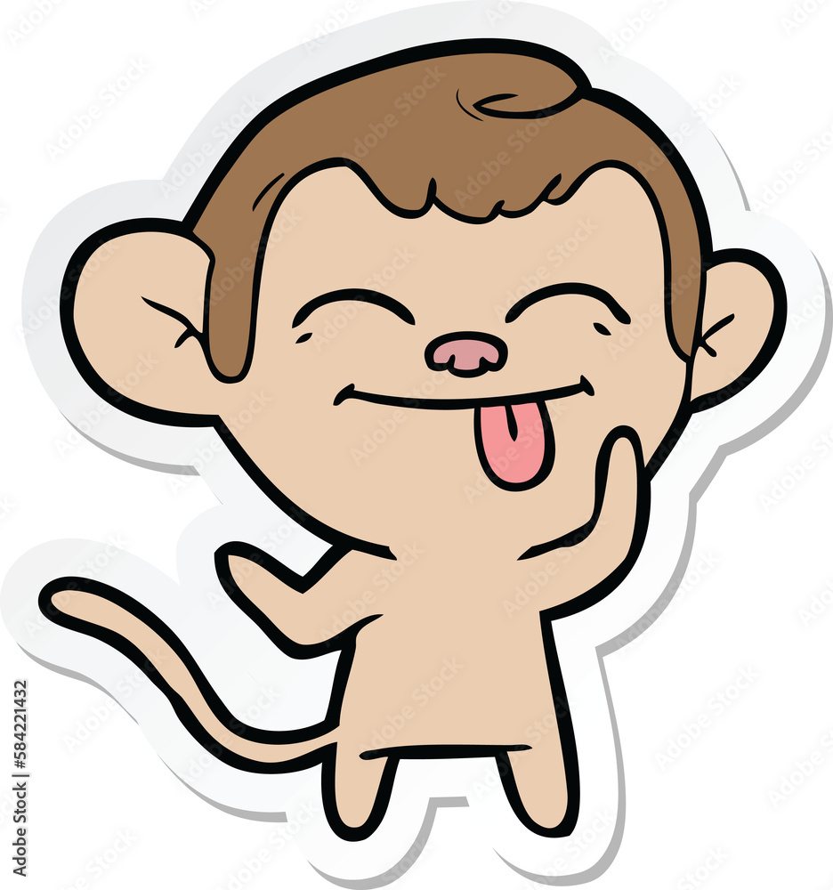 sticker of a funny cartoon monkey