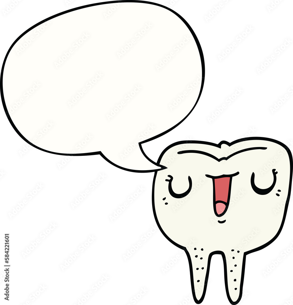 cartoon happy tooth and speech bubble cartoon happy tooth and speech bubble