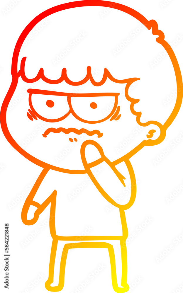 warm gradient line drawing cartoon annoyed man warm gradient line drawing cartoon annoyed man