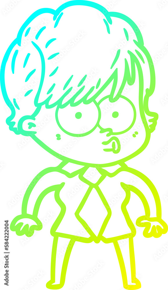 cold gradient line drawing cartoon woman cold gradient line drawing cartoon woman