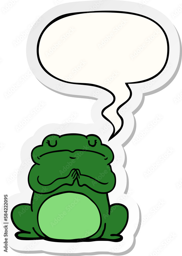 cartoon arrogant frog and speech bubble sticker cartoon arrogant frog and speech bubble sticker