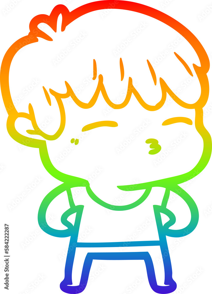 rainbow gradient line drawing cartoon curious boy rainbow gradient line drawing cartoon curious boy
