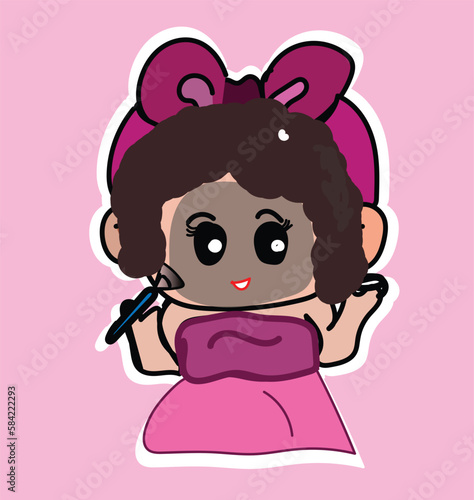 Young girl with face mask stock illustration
