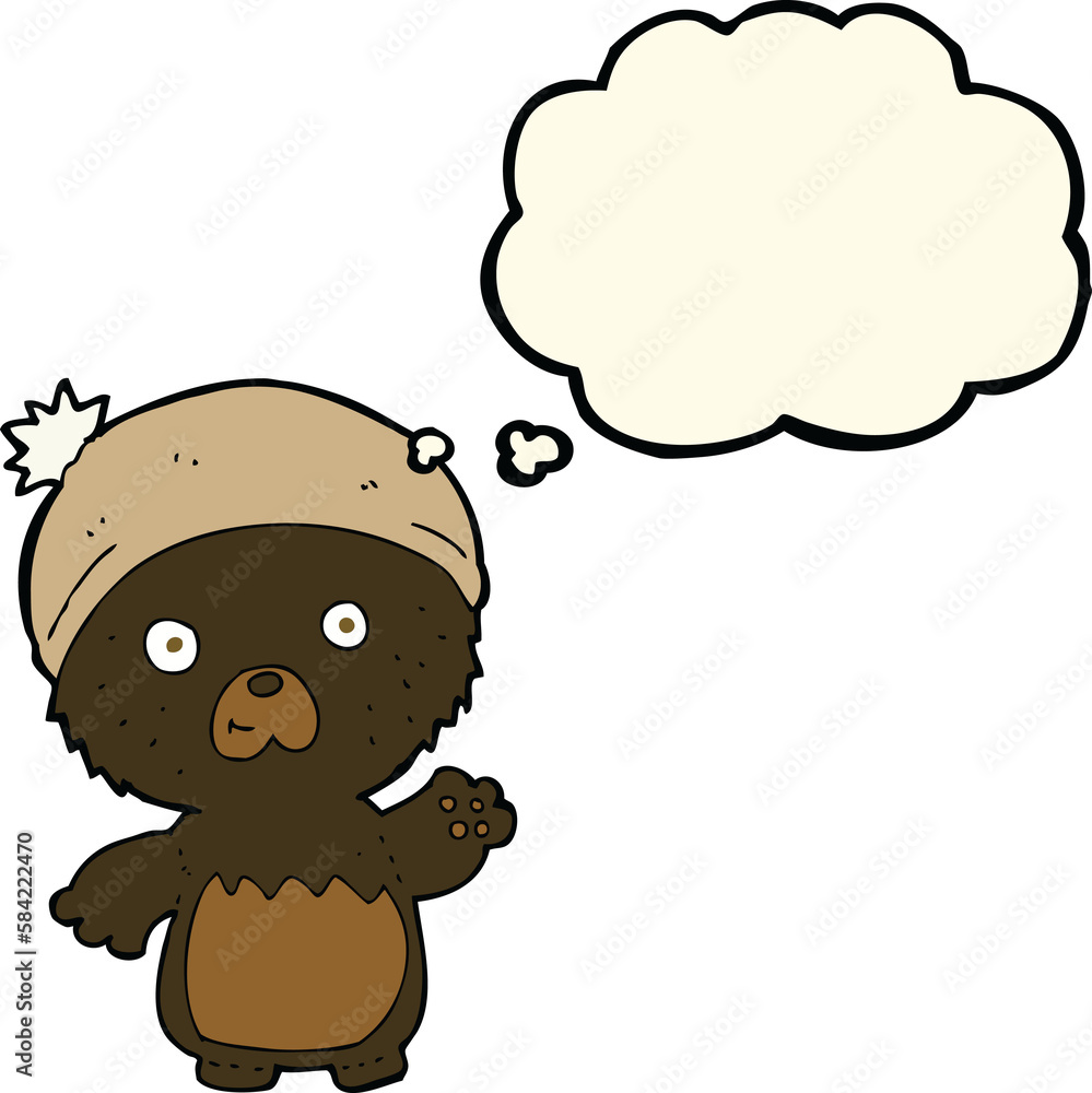 cartoon cute teddy bear in hat with thought bubble cartoon cute teddy bear in hat with thought bubble