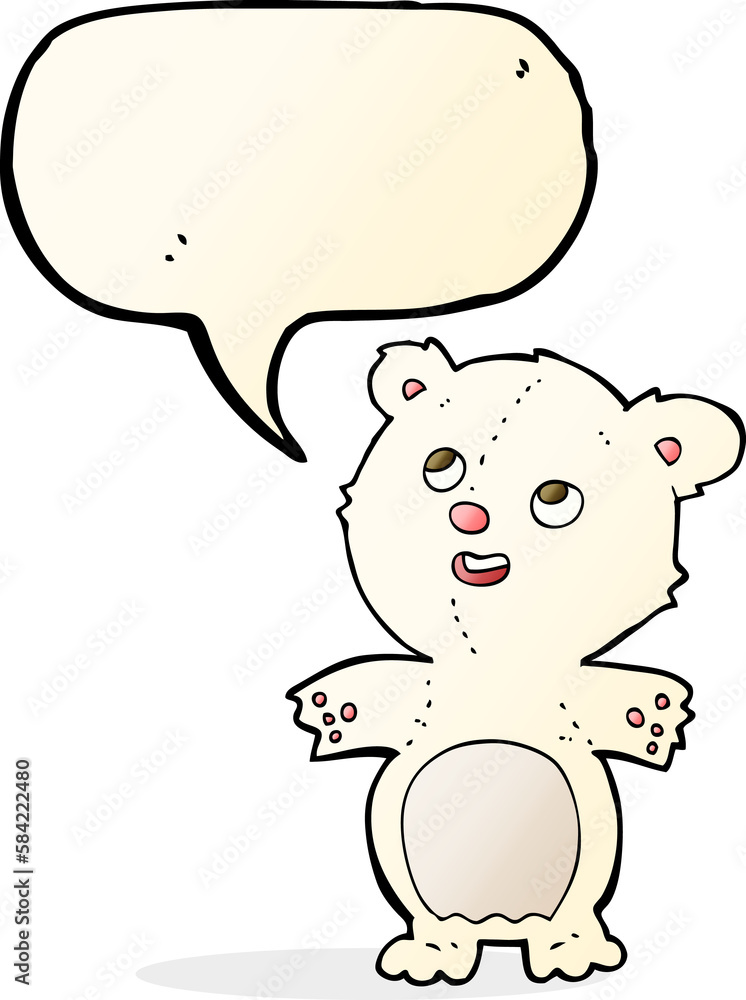 cartoon happy little polar bear with speech bubble cartoon happy little polar bear with speech bubble