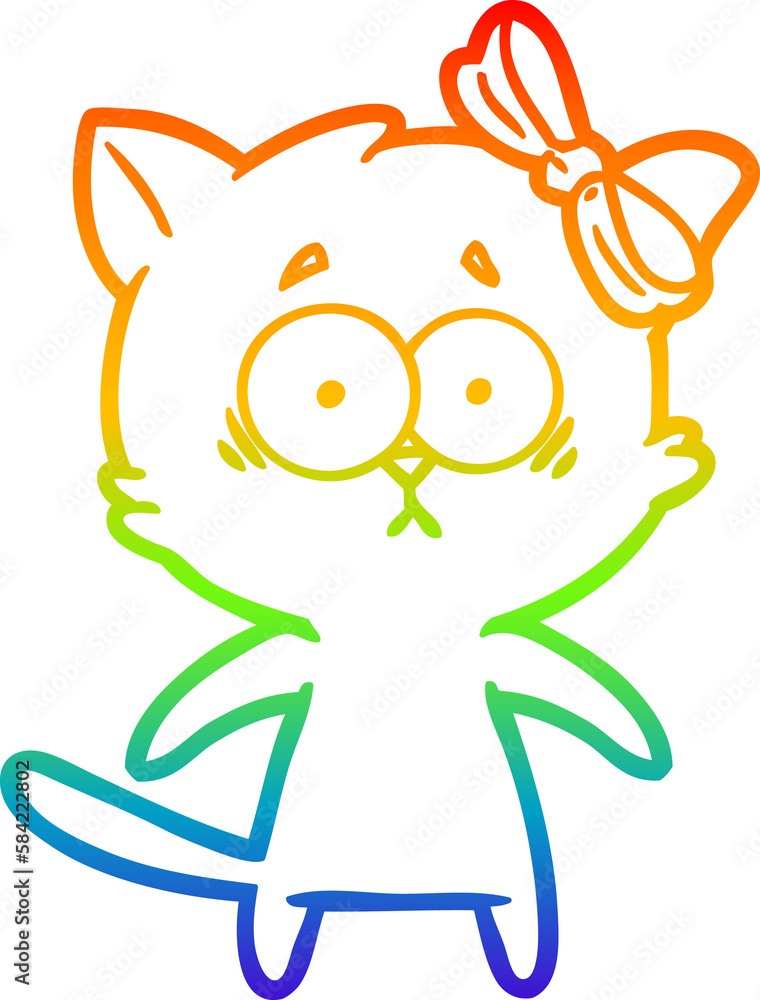 rainbow gradient line drawing cartoon cat rainbow gradient line drawing cartoon cat