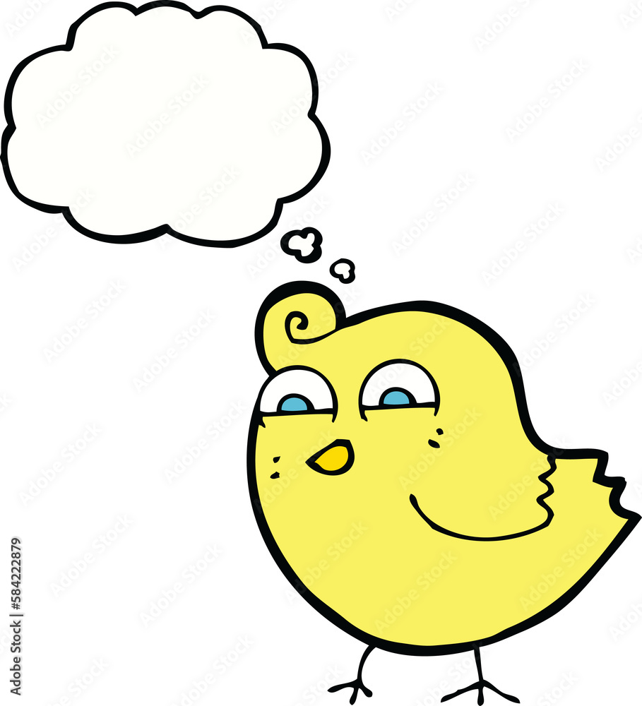 cartoon funny bird with thought bubble cartoon funny bird with thought bubble