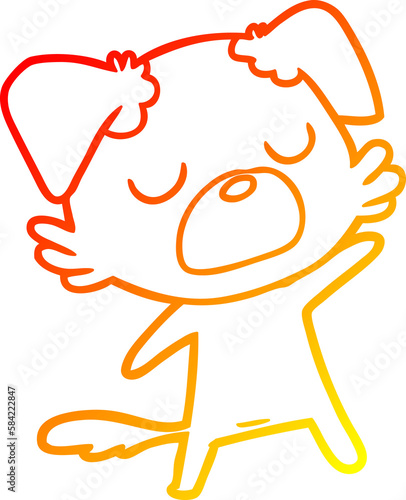 warm gradient line drawing cartoon dog