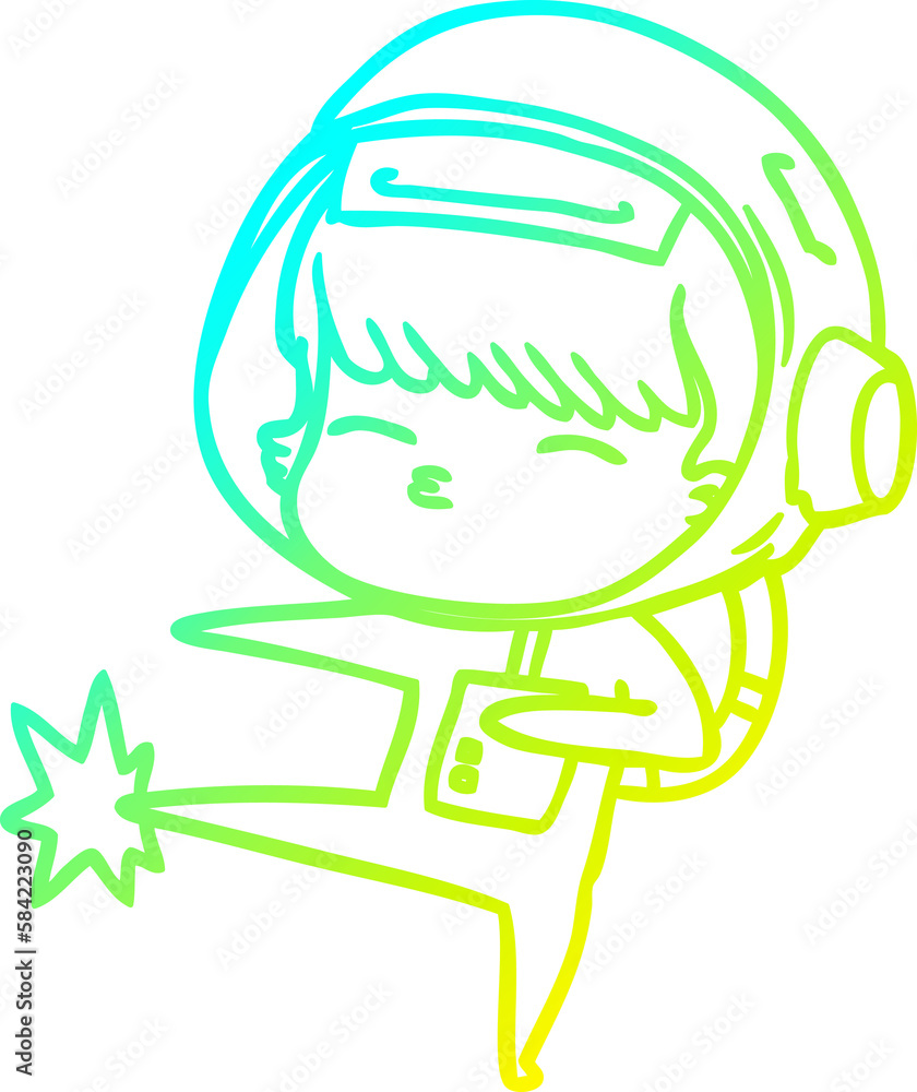 cold gradient line drawing cartoon curious astronaut cold gradient line drawing cartoon curious astronaut