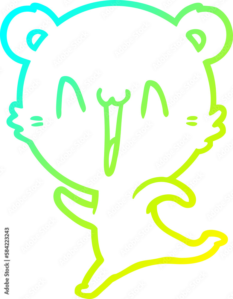 cold gradient line drawing happy bear running cartoon cold gradient line drawing happy bear running cartoon