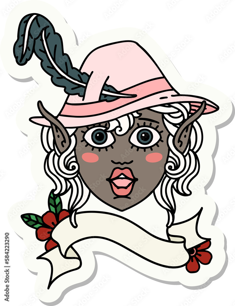 elf bard character face sticker elf bard character face sticker