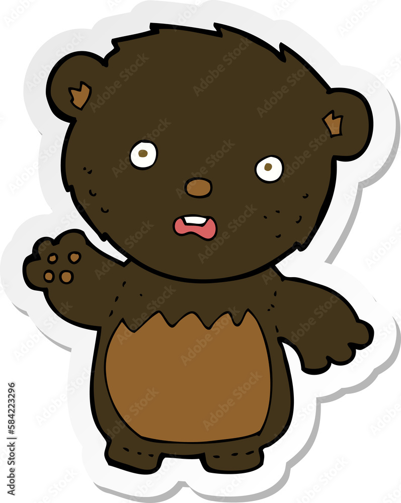 Fototapeta premium sticker of a cartoon worried black bear