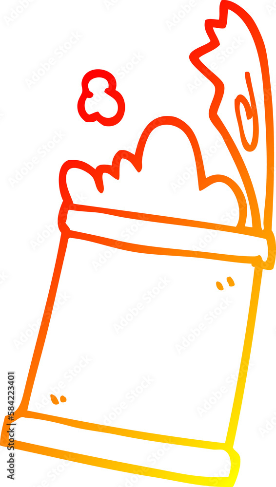 warm gradient line drawing cartoon open can of food warm gradient line drawing cartoon open can of food