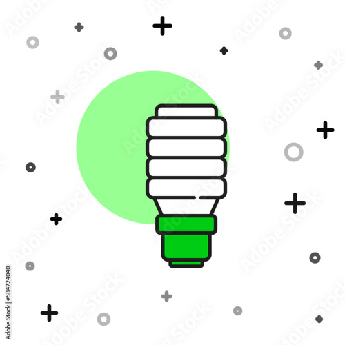 Filled outline LED light bulb icon isolated on white background. Economical LED illuminated lightbulb. Save energy lamp. Vector