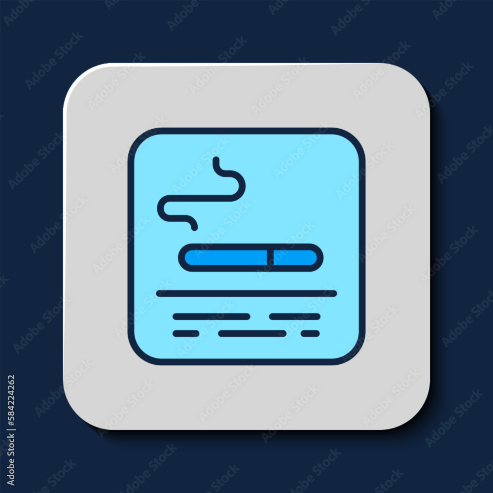 Filled outline Smoking area icon isolated on blue background. Vector Filled outline Smoking area icon isolated on blue background. Vector