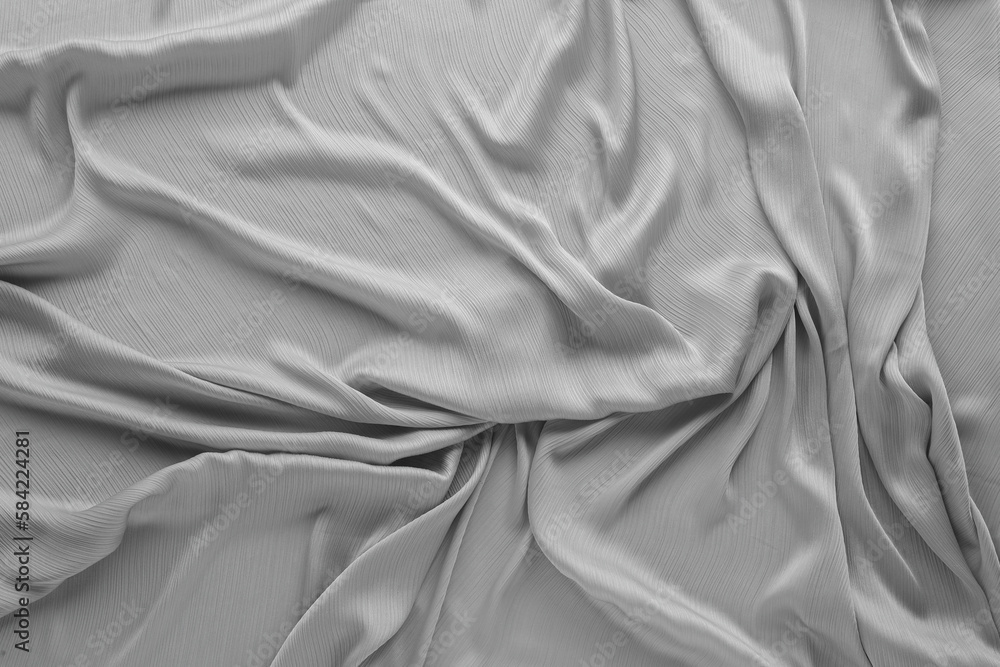 Beautiful grey tulle fabric as background, top view