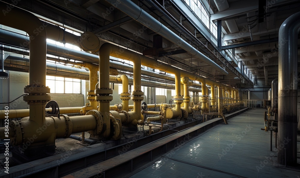 Electricity generation, Power plant turbine in the steam turbine hall