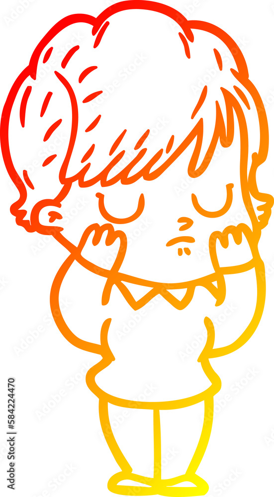 warm gradient line drawing cartoon woman warm gradient line drawing cartoon woman
