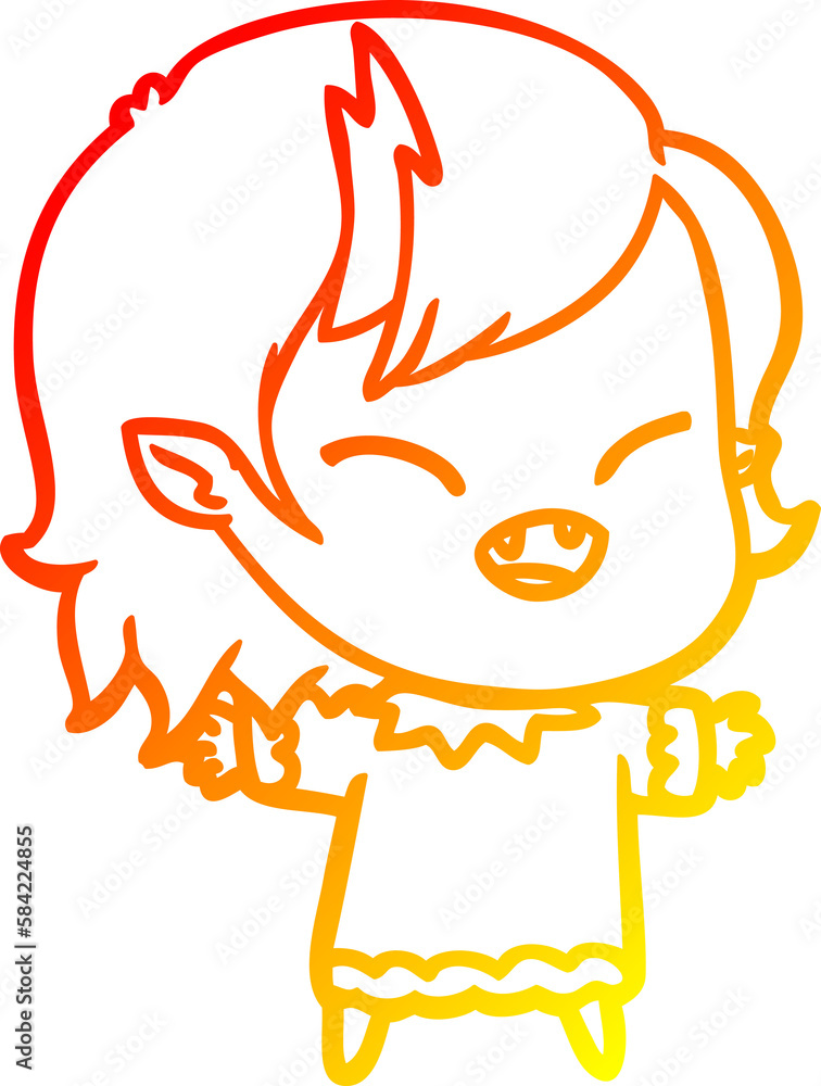 warm gradient line drawing cartoon laughing vampire girl warm gradient line drawing cartoon laughing vampire girl