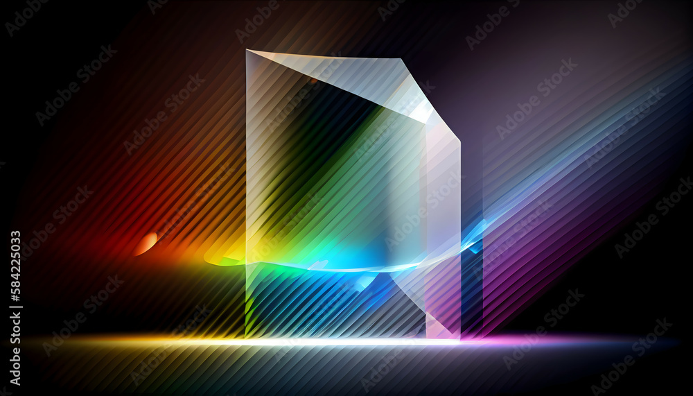 Rainbow light prism effect in dark background