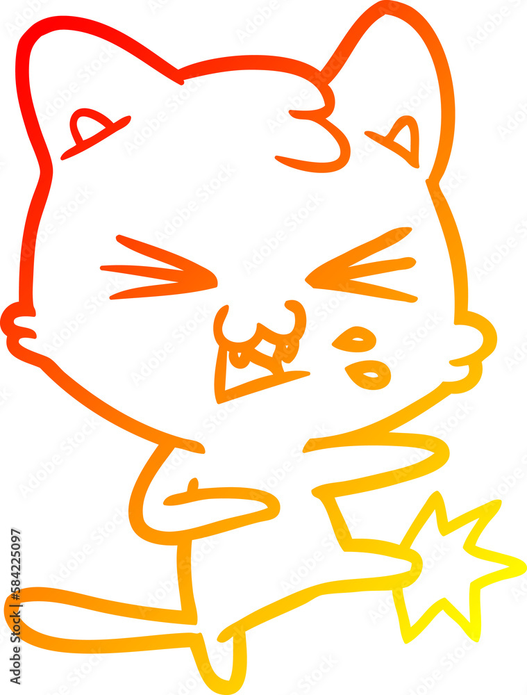 warm gradient line drawing cartoon cat hissing warm gradient line drawing cartoon cat hissing