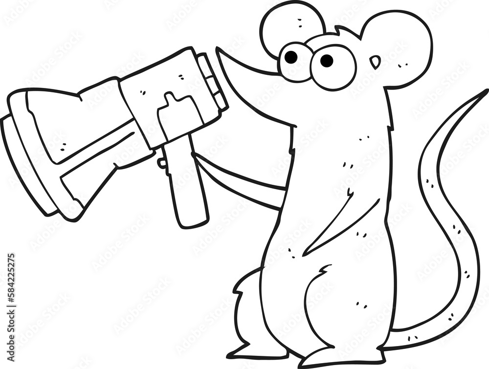 black and white cartoon mouse with megaphone black and white cartoon mouse with megaphone